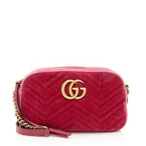 Gucci Matelasse Velvet GG Marmont Small Camera Bag